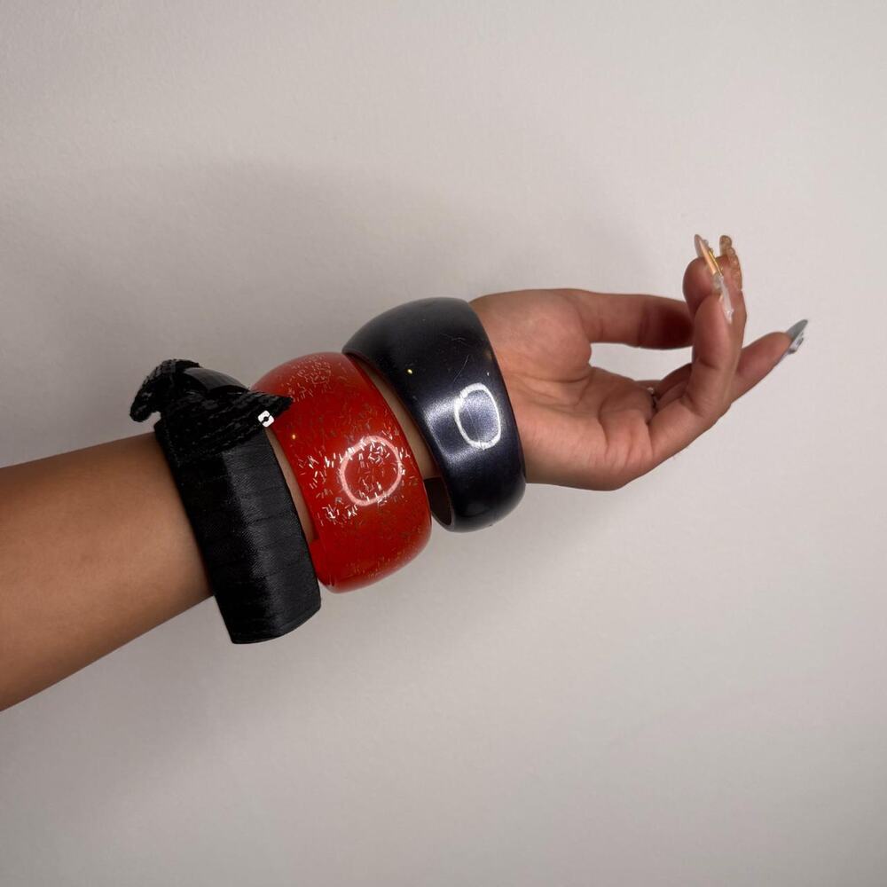 Black and Red Set of 3 Bangles